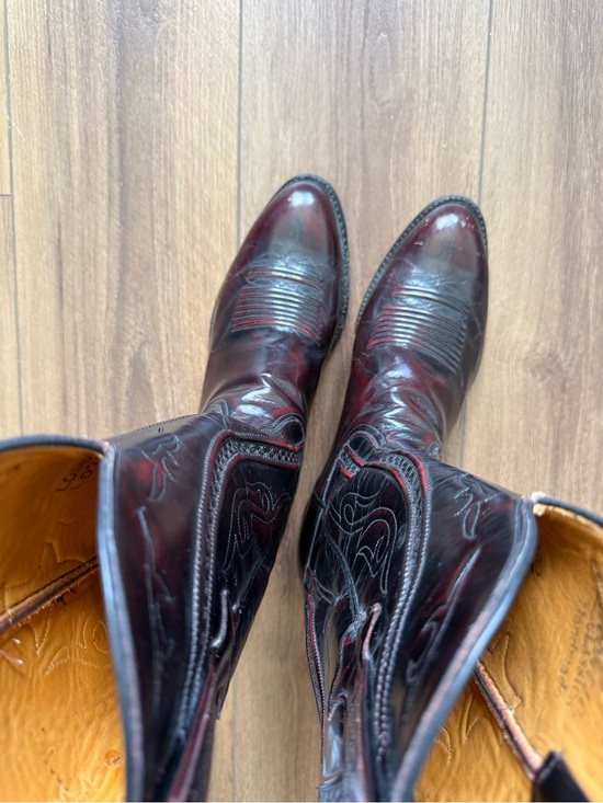Lucchese Classics Handmade Black Cherry Goat Skin Leather Western Boots 9.5EE main image 5